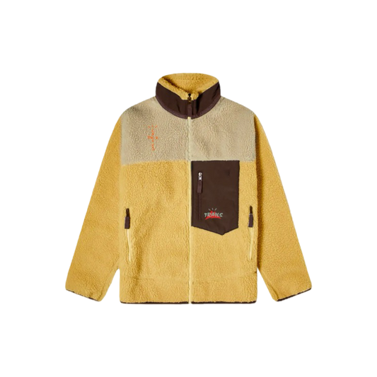 Travis Scott Cactus Trails Tri-Color Full-Zip Sherpa Jacket Gold/Natural/Brown