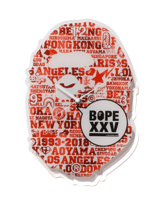 Bape XXV Ape Head Clock Red