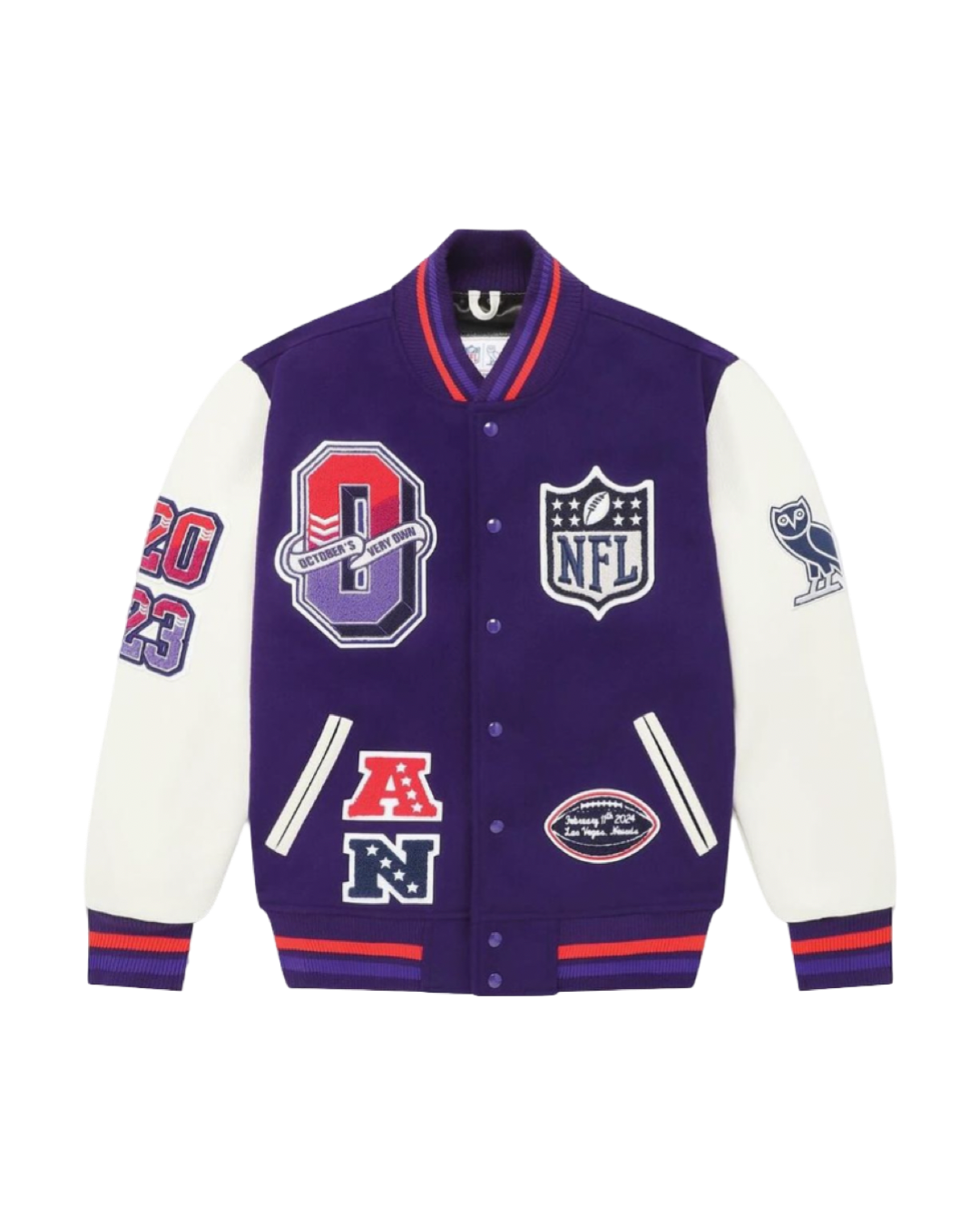 OVO X NFL Las Vegas Super Bowl Varsity Jacket Purple