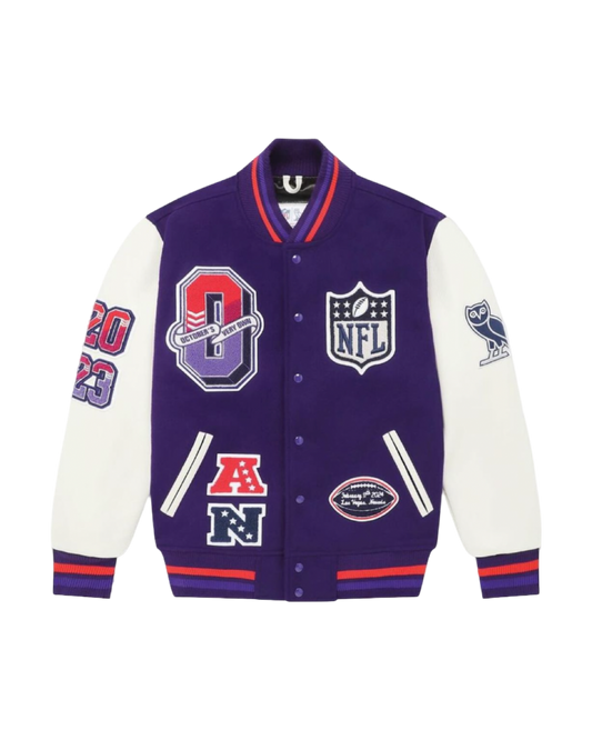 OVO X NFL Las Vegas Super Bowl Varsity Jacket Purple